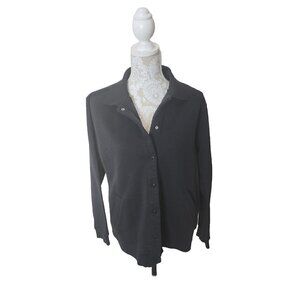 National Womens Black Snap Front  Fleece Jacket With Pockets XL